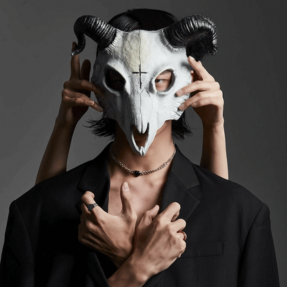 Men's Ram Full Face Punk Cosplay Mask with Swallowtail Butterfly Design - Xylostar