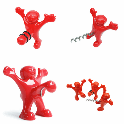 Creative Little Red Man Bottle Wine Opener Set - 3 Pieces - Xylostar