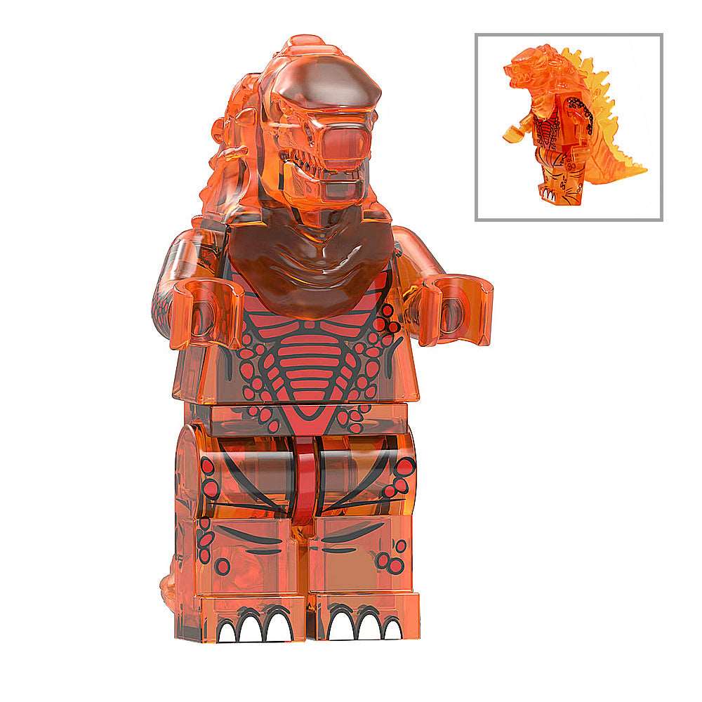 Godzilla LEGO Set - Transparent Minifig Ember With Display Box by Xylostar