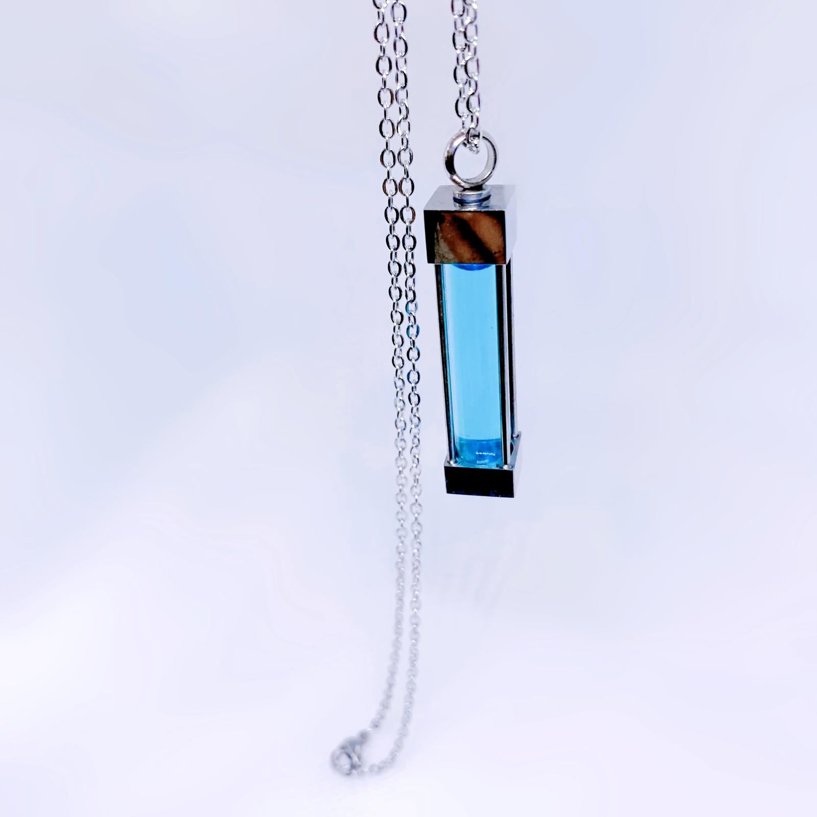 XylostarT-Virus Necklace: Handcrafted with Blue Liquid for a Mystical Oceanic Mystical Oceanic Hue