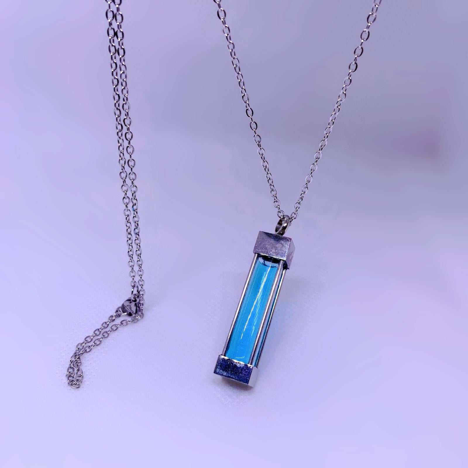 XylostarT-Virus Necklace: Handcrafted with Blue Liquid for a Mystical Oceanic Mystical Oceanic Hue