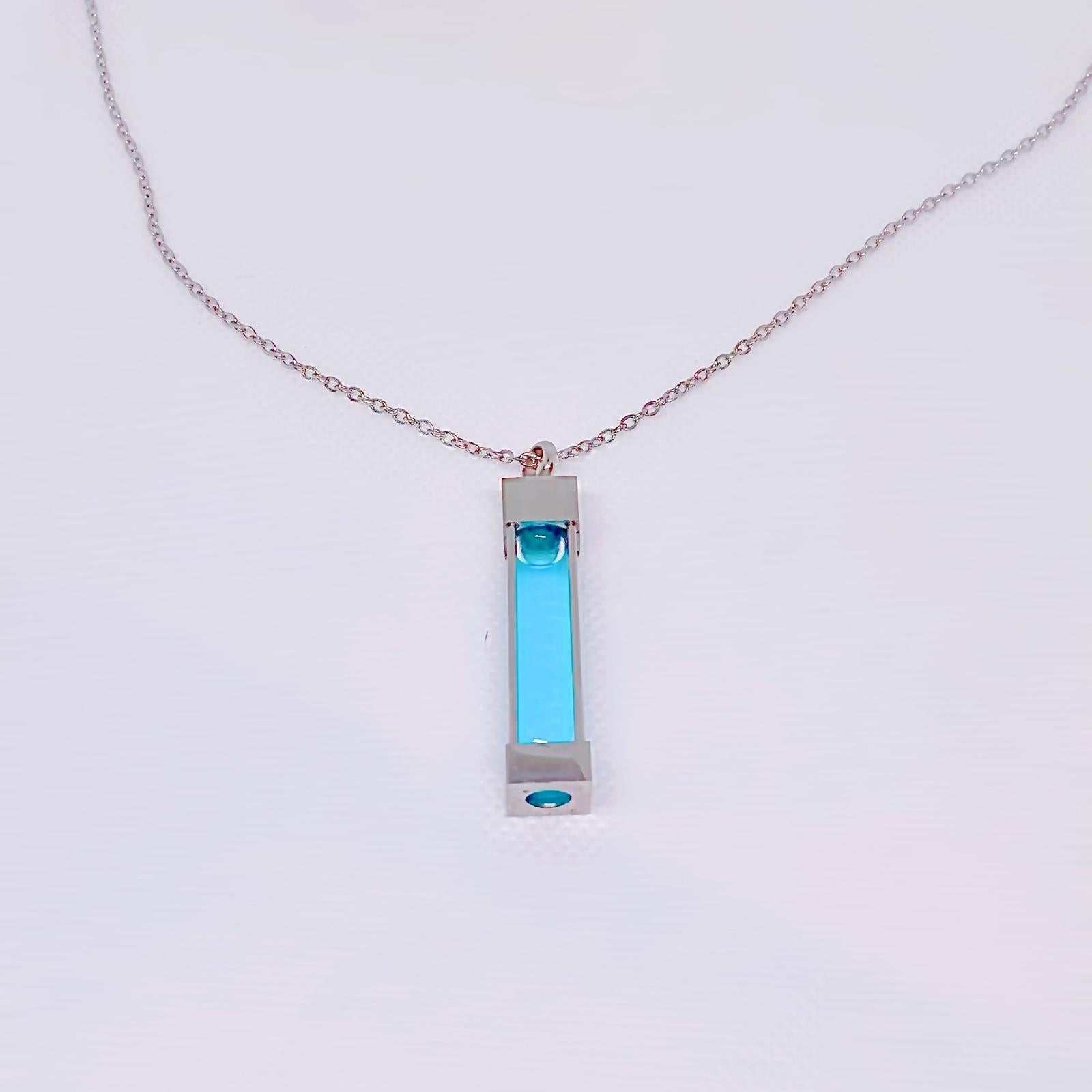 XylostarT-Virus Necklace: Handcrafted with Blue Liquid for a Mystical Oceanic Mystical Oceanic Hue