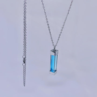 XylostarT-Virus Necklace: Handcrafted with Blue Liquid for a Mystical Oceanic Mystical Oceanic Hue