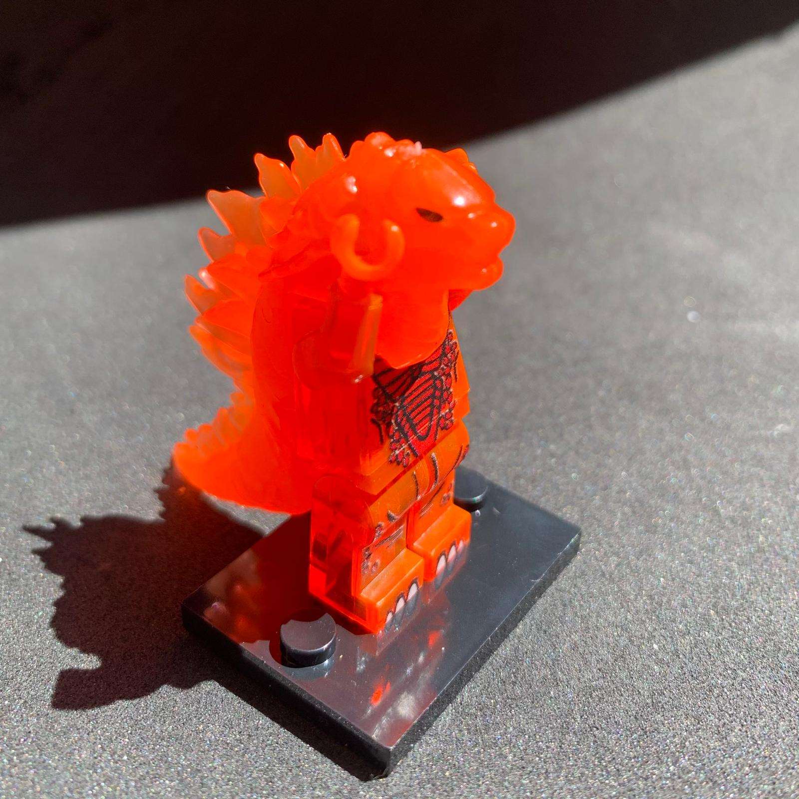 Godzilla LEGO Set - Transparent Minifig Ember With Display Box by Xylostar