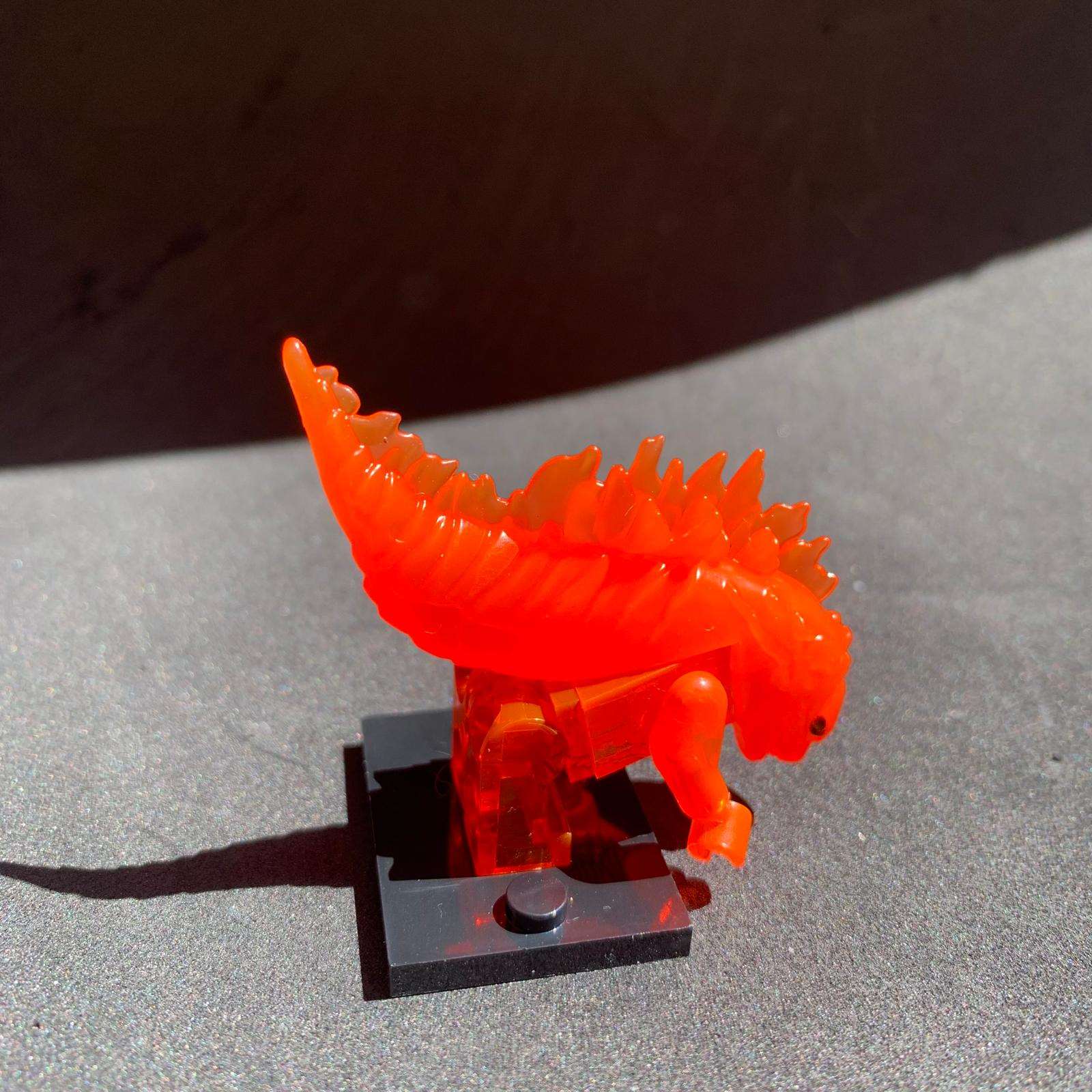 Godzilla LEGO Set - Transparent Minifig Ember With Display Box by Xylostar