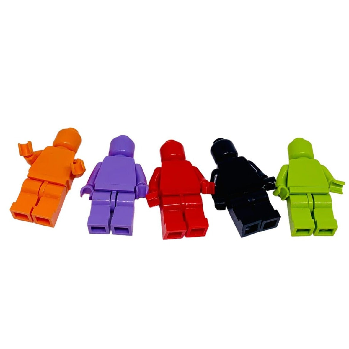 New RARE Lego 5PCS Set Black, Red, Orange, Green, Purple With Display Boxes mini figures