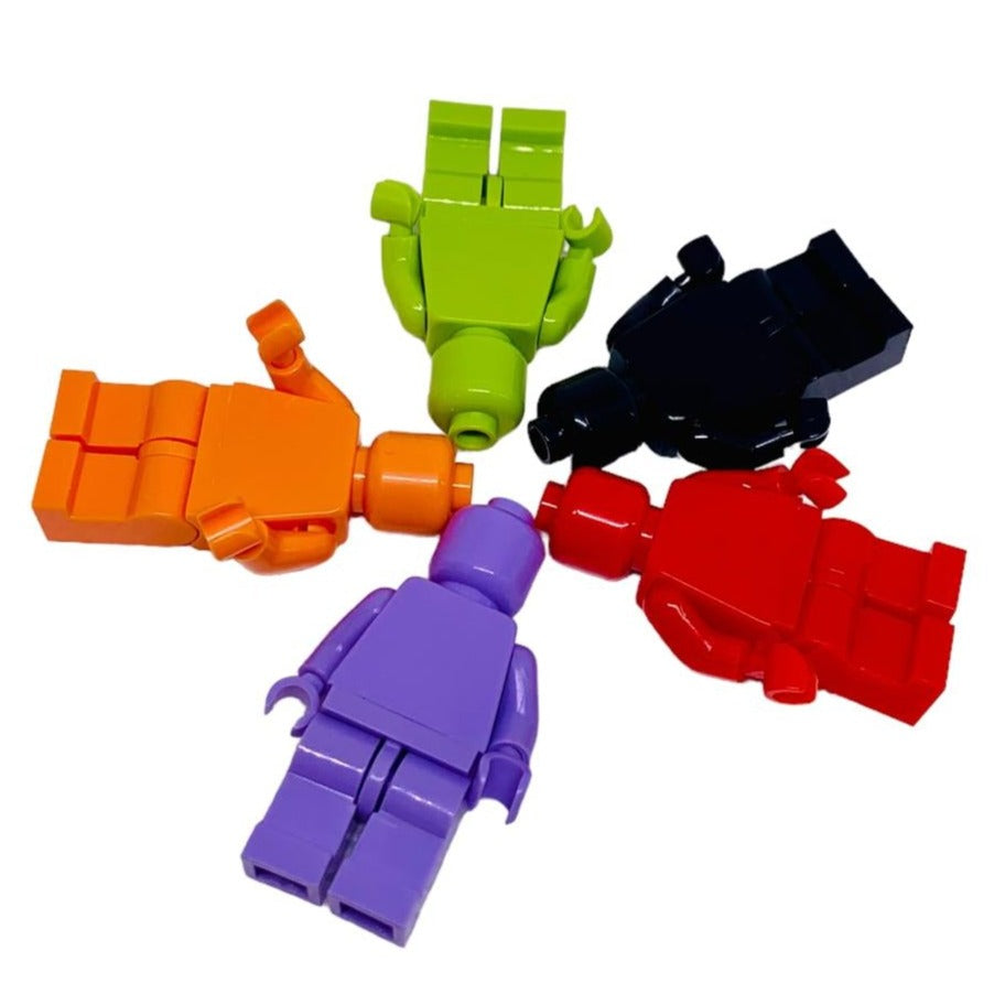 New RARE Lego 5PCS Set Black, Red, Orange, Green, Purple With Display Boxes mini figures