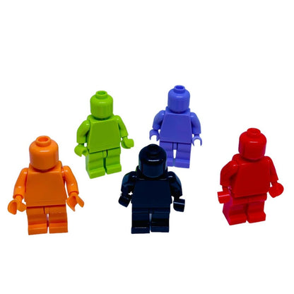 New RARE Lego 5PCS Set Black, Red, Orange, Green, Purple With Display Boxes mini figures