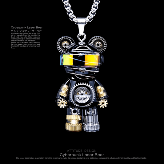 Cyberpunk Necklace - Cool Laser Bear Necklace and Keychain - Xylostar