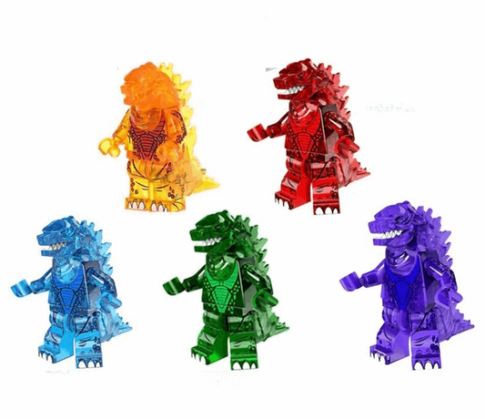 Godzilla Lego Set - 5 PCS Godzilla Transparent Set with Display Boxes Gift Set by Xylostar