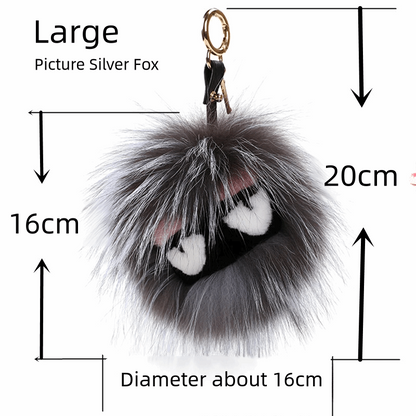 FENDI Pom-Pom Fox Mink Rabbit Fur Freak Monster Bag Bug Charm Grey - Xylostar