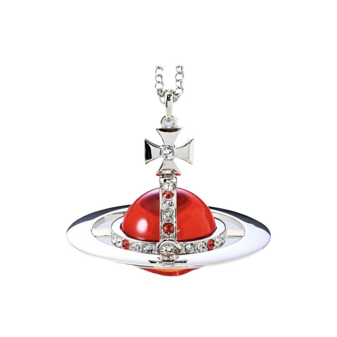 Vintage Vivienne Westwood Crystal Heart Orb Pendant Necklace VW Gift with Packaging - Xylostar